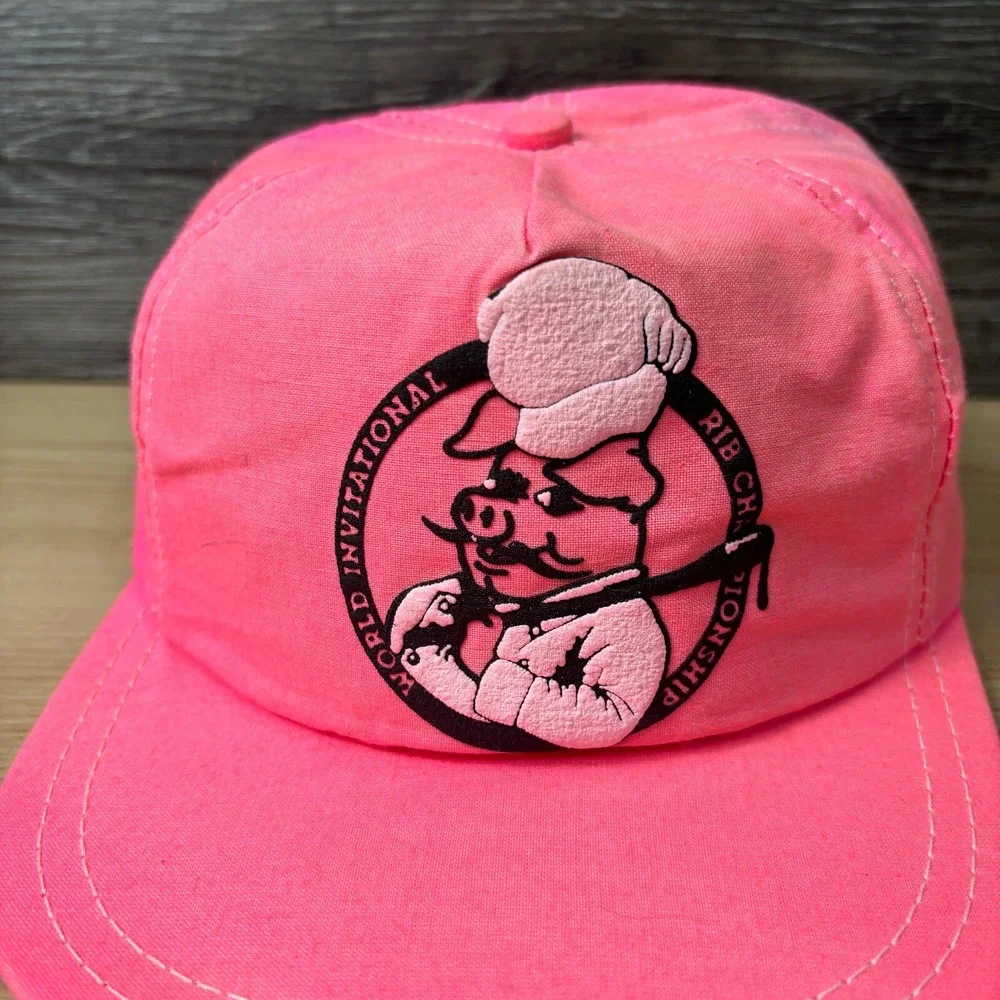 Vintage‎ Rib Championship Hat Cap Snapback Pink World Invitiational Grilling